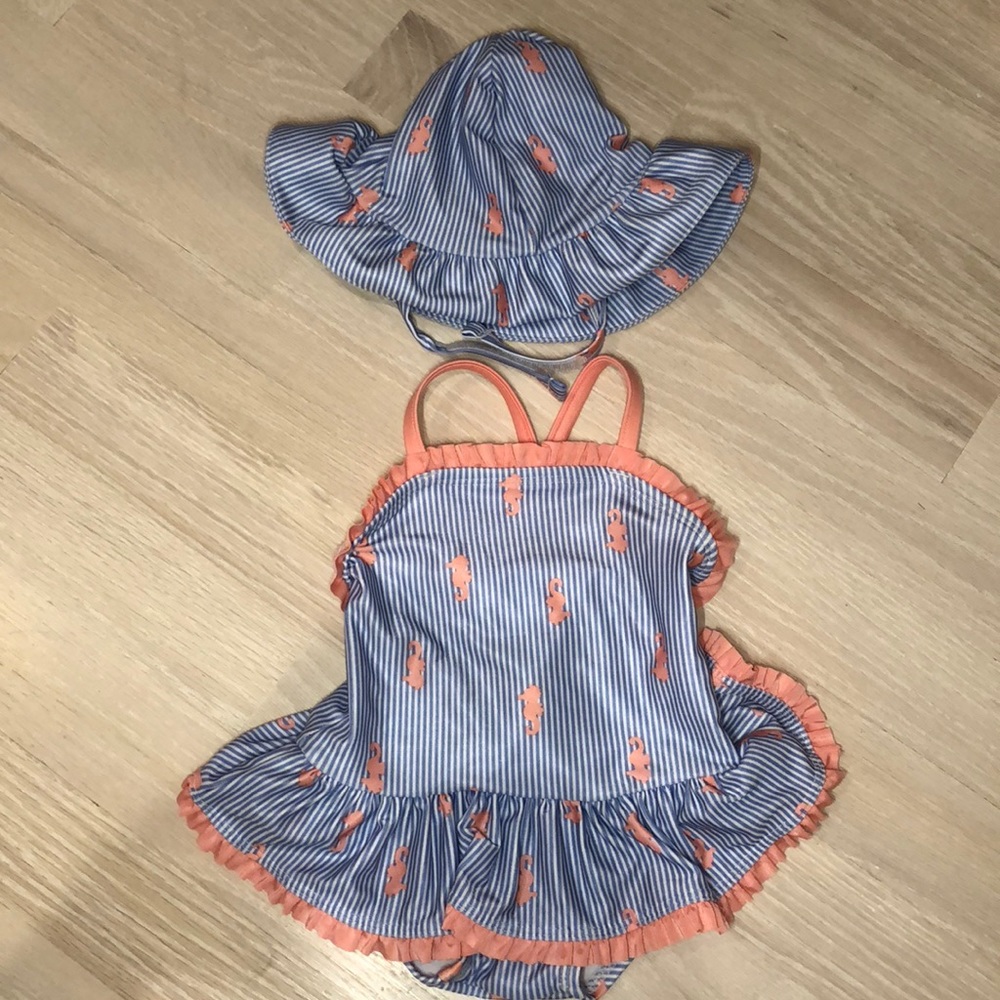Gymboree seahorse bikini w/hat